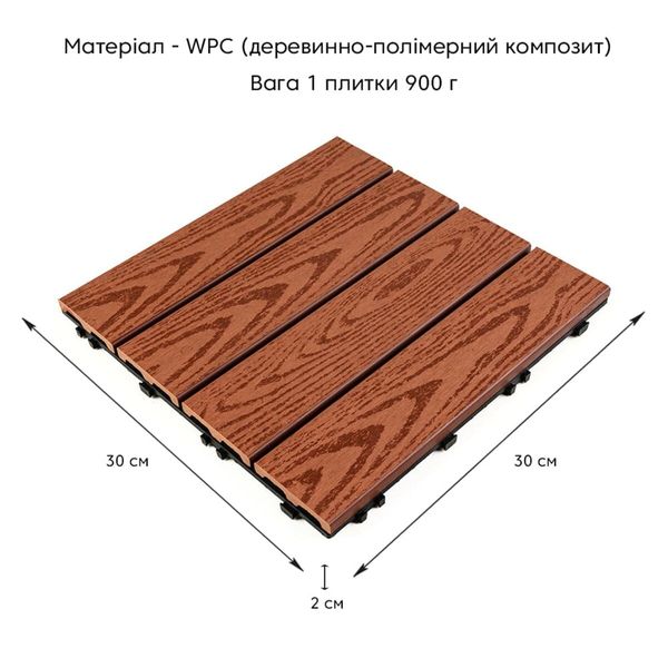 Композитна плитка WPC червоне дерево 30*30CM*2СM (D) SW-00001707 SW-00001707 фото