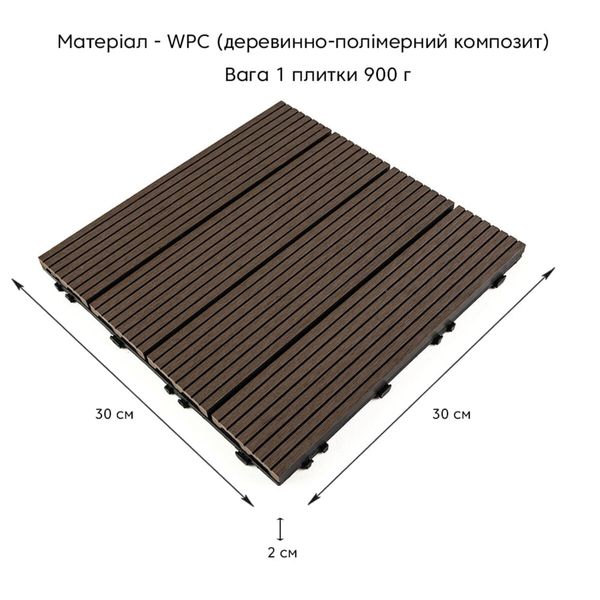 Композитна плитка WPC венге 30*30CM*2СM (D) SW-00001709 SW-00001709 фото