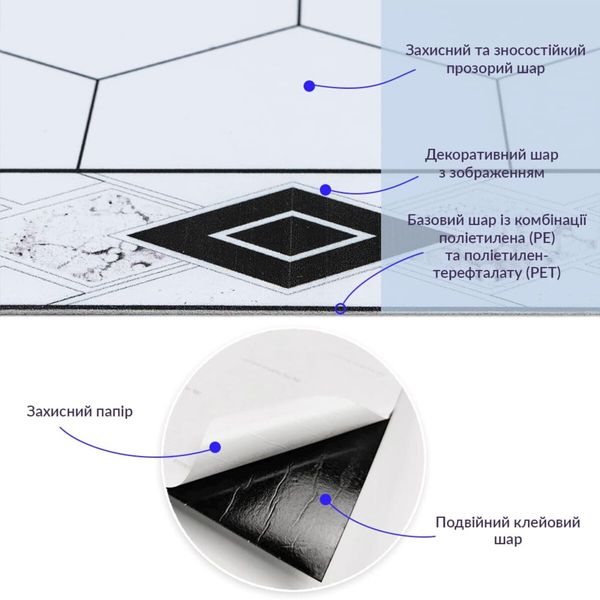 Самоклеюча вінілова плитка 600х600х1,5мм, ціна за 1 шт. (СВП-211) Глянець SW-00000517 SW-00000517 фото