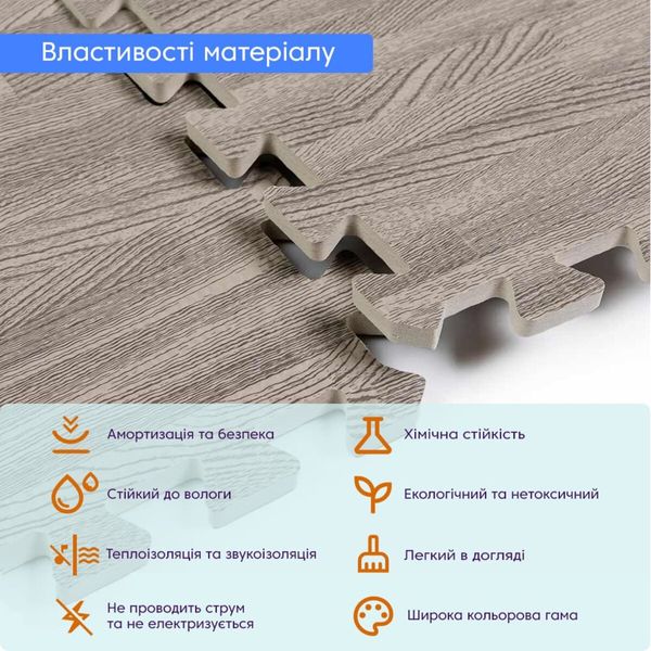 Підлога пазл - модульне підлогове покриття 600x600x10мм сіре дерево (МР9) SW-00000209 SW-00000209 фото