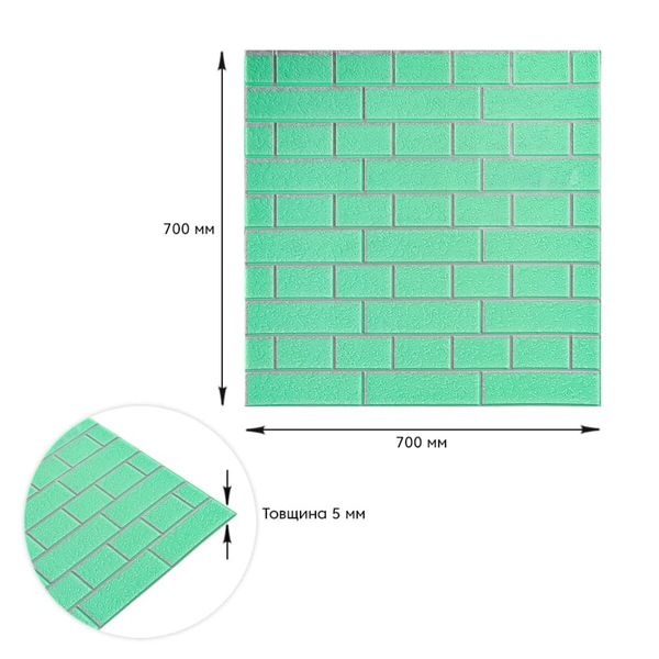 Панель стінова 70*70cm*5mm зелена цегла зі сріблом (D) SW-00001803 SW-00001803 фото